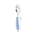 Stainless steel baby spoon with blue ergonomic handle, compact size for toddlers feeding. - Spoon / Single Piece / Nordic Blue