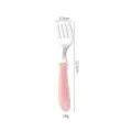 Stainless steel kids fork with pink round handle, toddler feeding cutlery utensil. - Fork / 1 Piece / Nordic Pink