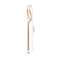 Rose gold stainless steel fruit fork dessert fork variant display with clear dimensions. - Hanging Fork / Rose Gold