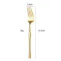 Gold stainless steel dinner fork with slim waist design, 19.5cm long, 2.8cm wide, 28g. - Dinner Fork / Gold