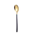 Moderne Edelstahl-Esslöffel mit polierter goldener Laffe und elegantem matten Stiel. - Schwarz-goldene Löffel