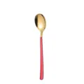 Rostfreier Edelstahl Löffel mit goldenem Laffe und rotem Griff, stilvolles Besteckteil. - Rot-goldene Löffel