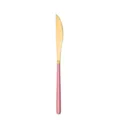 Edelstahl Steakmesser mit goldener Klinge und rosa Griff, elegantes westliches Besteckmodell. - Rosagoldenes Steakmesser