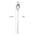 Cucchiaio a manico lungo in acciaio inossidabile per caffè, tè freddo e dessert, stoviglie resistenti. - Lungo (23.5cm) / Colore naturale