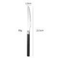 Coltello da tavola in acciaio inossidabile con manico nero quadrato per cucina e pasti - Coltello da Tavola Manico Nero / 1 Pezzo / Argento
