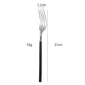 Forchetta in acciaio inossidabile con manico nero, posata occidentale, stoviglia da cucina. - Forchetta da Tavola Manico Nero / 1 Pezzo / Argento