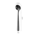 Black stainless steel coffee stirring spoon mini seasoning salt spoon cute dessert spoon 11cm - Small Round Spoon / 11cm / Black