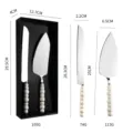 Stainless steel cake knife and server set with elegant pearl ceramic beaded handles for wedding. - Pearl Handle Knife Shovel Set with Gift Box / Silver
