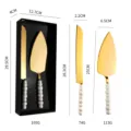 Gold stainless steel cake knife and server set with elegant pearl handles for party. - Pearl Handle Knife Shovel Set with Gift Box / Gold