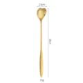 Cuchara dorada larga de acero inoxidable con forma de corazón para café, 18cm de longitud. - Corazón (Mango Largo) / Dorado