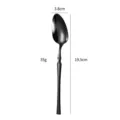 Black stainless steel dinner spoon with sleek waist design, elegant table cutlery, 19.5cm - Dinner Spoon / Black