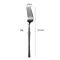 Black stainless steel dinner fork size specification diagram, elegant curved design, 19.5cm. - Dinner Fork / Black