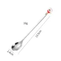 Cuchara de acero inoxidable de Navidad con lindo colgante para café y postre de regalo. - Plata - modelo Papá Noel
