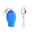 Cuillère pliante en acier inoxydable avec étui capsule à paillettes bleues pour voyage. - Cuillère à un pli avec boîte bleue