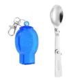 Portable 304 Stainless Steel Folding Spoon Outdoor Travel Tableware with Storage Box - Double Fold Spoon with Blue Box