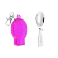 Portable 304 stainless steel folding spoon with a bright pink glitter storage keychain case - Single Fold Spoon with Pink Box