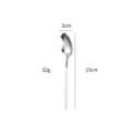 Cucchiaio da cena in acciaio inox con manico bianco 15cm lunghezza 32g stoviglie cucina - Cucchiaini bianco e argento