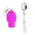 Portable folding spoon 304 stainless steel with pink glitter case keychain travel tableware - Double Fold Spoon with Pink Box