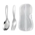 Kit cuillère et fourchette bébé en acier inoxydable avec boîte transparente portable. - Ensemble Cuillère et Fourchette (Avec Boîte) / Ensemble deux pièces