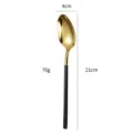 Cucchiaio da cena in acciaio inossidabile 304 nero oro lucido con manico quadrato 21 cm. - Cucchiaio da Tavola Nero e Oro