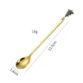 Goldfarbener Edelstahl Kaffeelöffel mit Weihnachtsbaum, festliches Besteck für Desserts. - Gold-Weihnachtsbaum