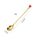 Goldener Edelstahl Weihnachtslöffel mit Glockenanhänger, schöne Kaffeelöffel 13,5 cm - Gold - Glocke