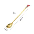 Goldener Edelstahl Weihnachtslöffel mit Strumpf Anhänger für köstlichen Kaffee und Desserts. - Gold - Socke
