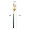 Forchetta da tavola in acciaio inossidabile 304 nero e oro, manico quadrato di 21 cm. - Forchetta da Tavola Nero e Oro