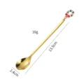 Goldener Weihnachtslöffel aus Edelstahl mit Kranz-Anhänger, 13,5 cm Kaffeelöffel. - Goldfarben - Donut-Stil