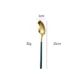 Cucchiaio da tavola in acciaio inossidabile dorato con manico verde scuro 15cm lusso - Cucchiaio Piccolo Oro Nero