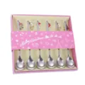 Weihnachten Edelstahl Löffel Set mit Geschenkbox, kreative festliche Dessert Löffel für Feiertage. - Silberne 6-teilige gemischte Geschenkbox