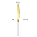Coltello da tavola occidentale in acciaio inossidabile dorato e bianco con manico quadrato. - Coltello da Tavola Bianco Oro