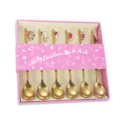 Weihnachten Edelstahl Löffel Set mit süßen Anhängern Geschenkbox für Kaffee Dessert - Goldene 6-teilige gemischte Geschenkbox