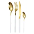 Set di posate in acciaio inossidabile dorato 4 pezzi coltello forchetta cucchiaio bianco - Set da 4 pezzi / 4 Pezzi / Platino