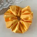 Large yellow satin hair scrunchie for women, soft elastic hair tie and daily styling hair accessory. - Large Size Yellow 20cm