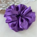Purple satin hair scrunchie, glossy smooth fabric, large elastic ponytail holder hair accessory. - Large Purple Hair Accessory 20cm