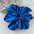 Royal blue satin hair scrunchie large elastic hair band ponytail holder fashion hair accessory - Large Blue Hair Accessory 20cm