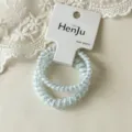 Transparent blue telephone wire hair bands with card, seamless coil hair ties for daily wear. - Two-Piece Set / Blue Rabbit