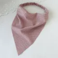 Pañuelo triangular de cuadros marrones y blancos cinta elástica para el cabello de mujer estilo vintage - Talla Extendida / Café Cuadros