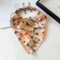 Chiffon floral triangle headband detail, showing soft fabric texture and elastic back design. - Small Daisy Tie-Dye Bandana