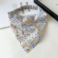 Chiffon Floral Triangle Headband Spring Elastic Hair Scarf Women Fashion Hair Accessory - Small Blue Tie-Dye Bandana
