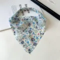 Chiffon floral bandana headband for women, stylish blue tie-dye hair accessory with elastic band. - Tie-Dye Navy Floral Bandana