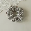 Chouchou à carreaux noir et blanc rétro français élastique pour cheveux de femme quotidien - S / Crème à carreaux noirs