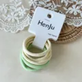 Minimalistische elastische haarrekkers set, zachte handdoeklussen voor dagelijkse haarstyling. - Groen/Wit
