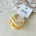 Set van zachte handdoek haarrekkers elastische haarbanden mooie haaraccessoires voor dames - Geel Wit