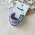 Kleurrijke hoge elastische haarelastiekjes set, blauwe en roze basis haarbanden met kaart. - Blauw Roze