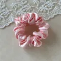 Pink satin hair scrunchie detail view, soft fabric texture close-up for women daily use. - Small Size Light Pink 9cm