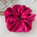 Fuchsia satin hair scrunchie, large shiny silk hair tie, solid color elegant ponytail holder. - Large Rose Red Hair Accessory 20cm