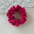 Hot pink silk satin hair scrunchie large elastic hair band stylish pony tail holder. - Small Size Rose Red 9cm