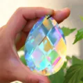 Large crystal suncatcher prism teardrop pendant window hanging rainbow maker home decor - 89mm Grid
